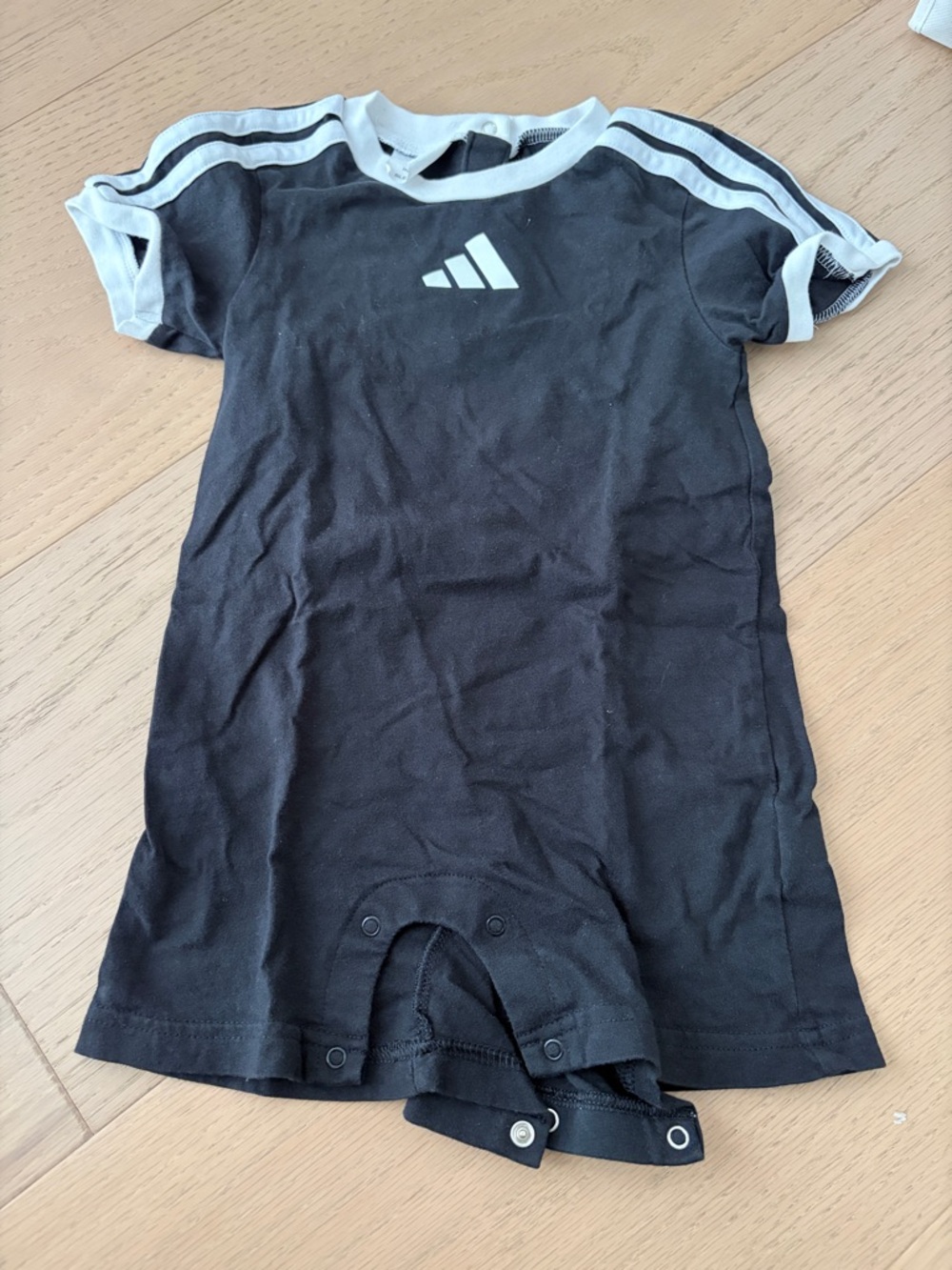 Adidas Black & White Infant Short-Sleeve Romper Size 24 months